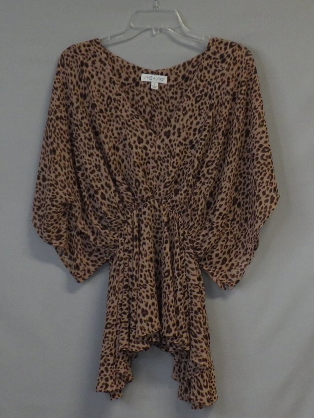 She + Sky Leopard Print Babydoll Top